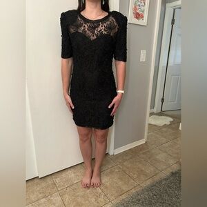 VTG Laurence Kazar black beaded dress